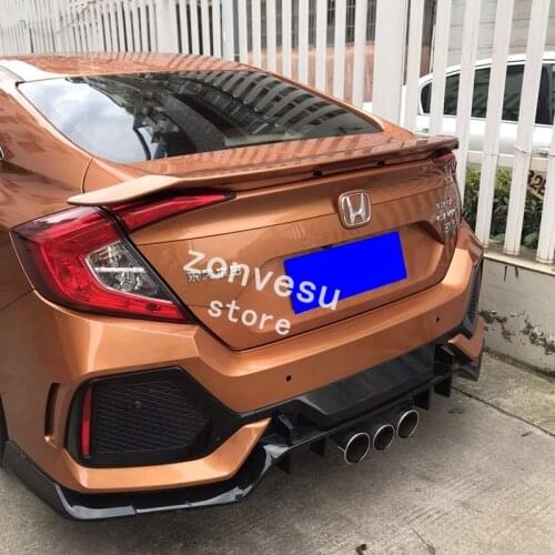 Use For Honda Civic 2016-2019 Year Spoiler ABS Plastic Carbon Fiber Look Rear Trunk Wing Car Body Kit Accessories