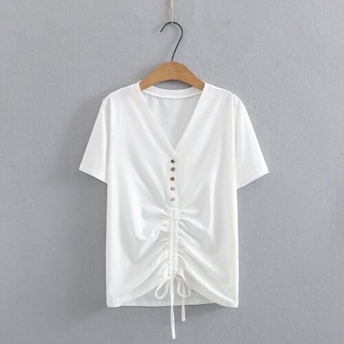 Plus Size XL-4XL V-neck White Black Summer Tshirts Oversized Simple Tops Oversized Tee