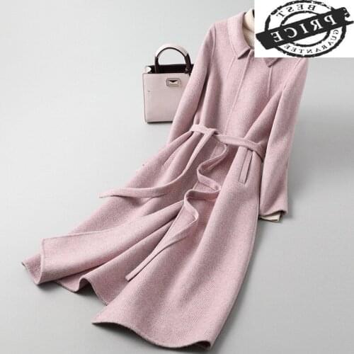 Wool Winter Natural Jacket Women Clothes 2021 Both Sided Woolen Coats Female Spring Autumn Slim Long Blend Overcoat Da203