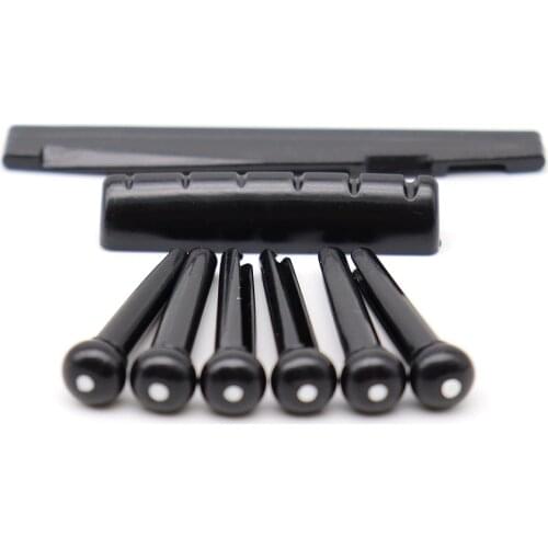 1Set 6-String Bridge Pins, Folk Classic Guitar Kit Plastic Guitars String Pegs with Guitar Bone Bridge Saddle and Nut Ki