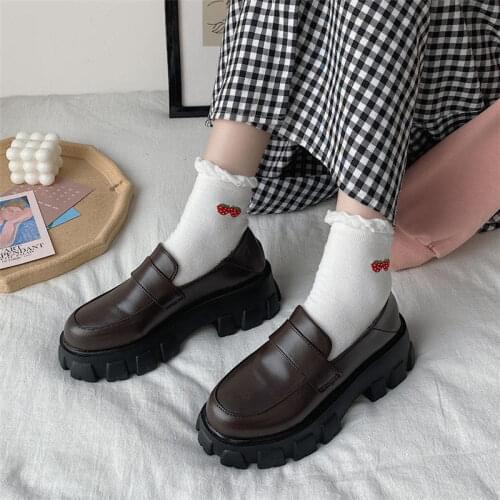 Women Platform Shoes Leather Mary jane lolita Shoes Spring 2021 Ladies Girls Japanese High Heels Thick Bottom Shoes low heels