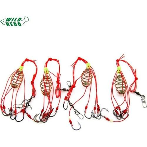 Wildhero 4Pcs Explosion Luminous Beads Fishing Hook Fishing Lure Bait Trap Feeder Cage Sharp Fishing Hook With Stainless Steel