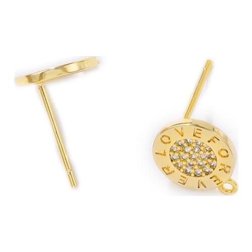 Factory Wholesale Gold Color Brass and Zircon Stud Earrings With S925 SLIVER PIN Earring Jewelry Making Supplies Diy Accessories
