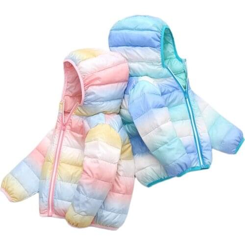 Toddler Kids Winter Clothes 2-7Y Boys Girls White Duck Down Parka Fashion Tie Dye Hooded Jacket Outwear Children Warm Down Coats