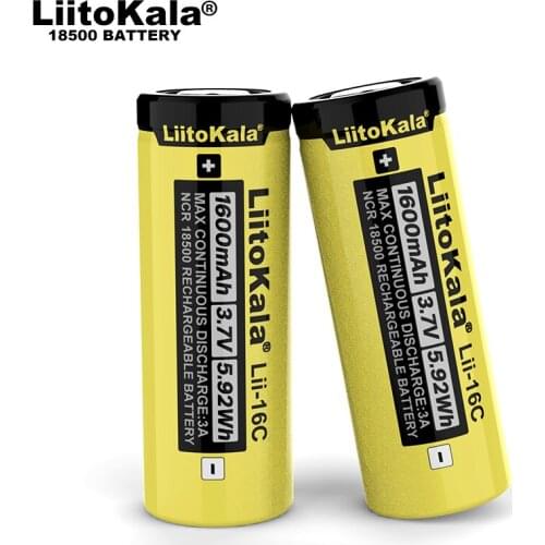 1 - 10pcs. LiitoKala Lii-16C 18500 1600mAh 3.7 V rechargeable battery Recarregavel lithium ion battery for LED flashlight
