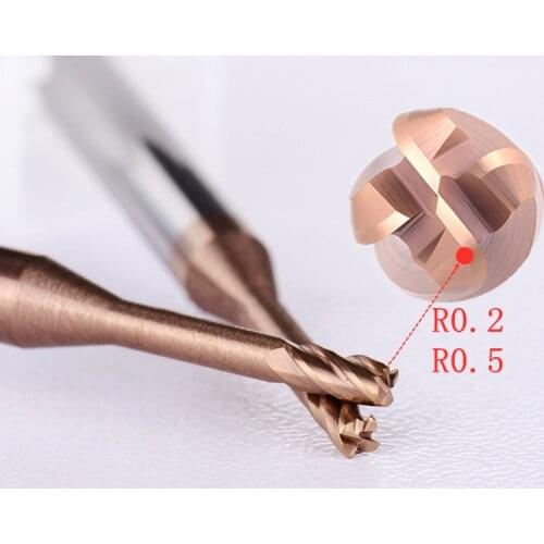 1mm 2mm 3mm 4mm R0.1/0.1R0.2/R0.5 Long Neck Corner Radius End Mill CNC R Bullnose Cutter Tungsten Carbide Steel Metal Router