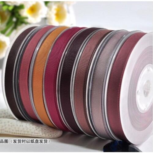 100 yards 9/16/22/25/38/50/75mm size solid color grosgrain ribbon DIY (dark brown)