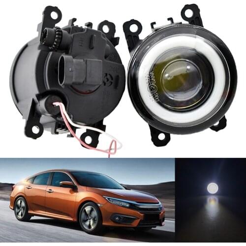 2PCS Car Front Fog Light H11 LED Halo Ring Angel Eye DRL Daytime Running Light 12V For Honda Civic 2016-2018 10th generation