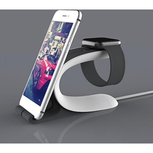 Phone Holder Charging Stand 2 in 1 Stable Silicone Phone Desk Mount Charger Bracket for Watch