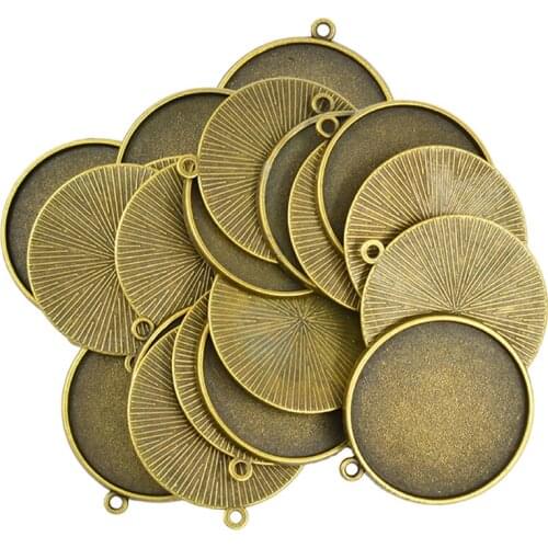 20pcs Round Blank Bezel Tray Pendant Cabochon Base Bronze For Jewelry Finding Handmade Crafts