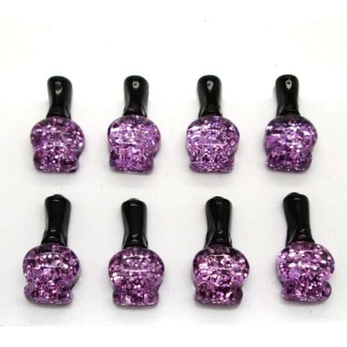 30Pcs Purple Resin Nail Polish Beads Decoration Crafts Flatback Cabochon Scrapbooking Fit Phone Embellishments Diy Accessories