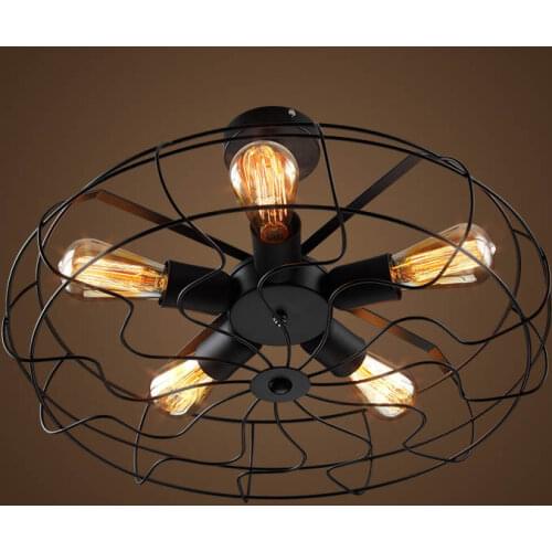 5Heads E27 Base Iron Material Vintage Retro Industrial Fan Ceiling Lights American Country Kitchen Loft Lamp