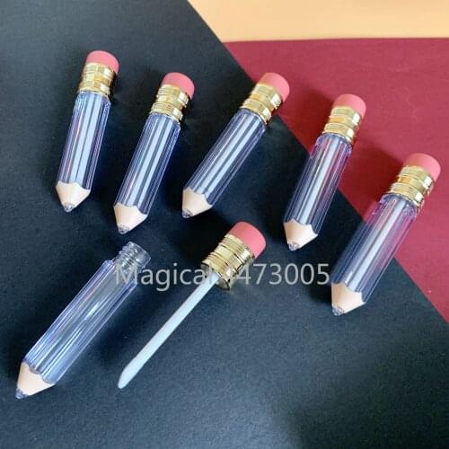 5ml 100pcs Empty Lip gloss Tube Cosmetic Container Clear Pencil Design Lip Balm Lipstick Wand Bottle Lipgloss Refillable Bottles