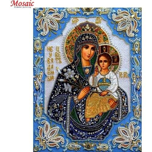 DIY 5D Diamond painting Religious People cross stitch Round Stone Needlework Diy Diamond Embroidery For Gift Home Decoration