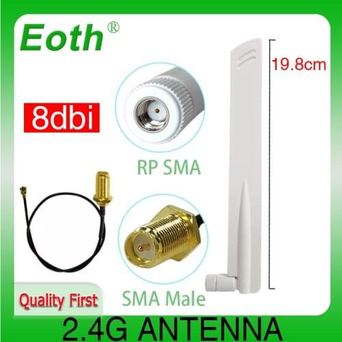 2.4GHz 8dBi WiFi antenna RP-SMA Male 2.4 ghz Antenne 2.4G white Aerial antena Router + PCI U.FL IPX to SMA Male Pigtail Cable