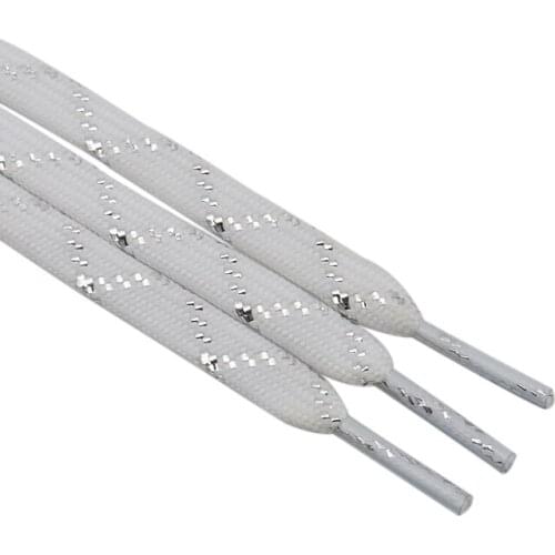 8MM Top Shoelaces Clothing White-Sliver Metallic Wire Laces Charmed Women Sneaker Canvas Boot Polyester Shining Cords