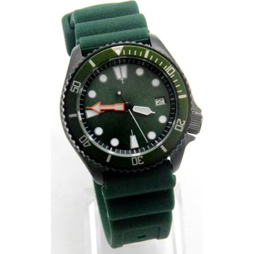 42MM SK007 Diving Watch Automatic Mens Watch Mechanical NH35A Movement Aseptic Green Dial