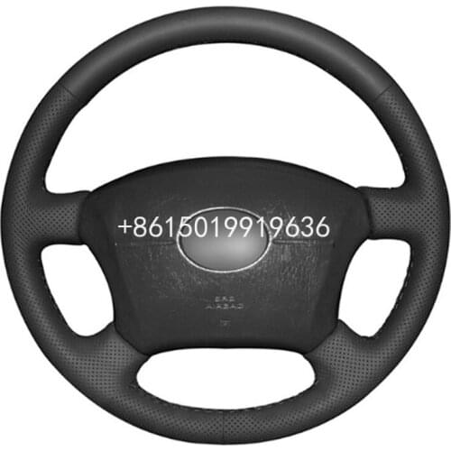 Top Black Leather Steering Wheel Hand-stitch on Wrap Cover For Toyota Land Cruiser Prado 120 Lexus LS400 1995 GX GX470 2004-2009