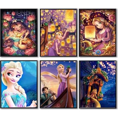 Disney Alice In Wonderland Princess Canvas Painting Wall Art Disney Cartoon Girl Poster and Print Pictures for Kids Room Decor
