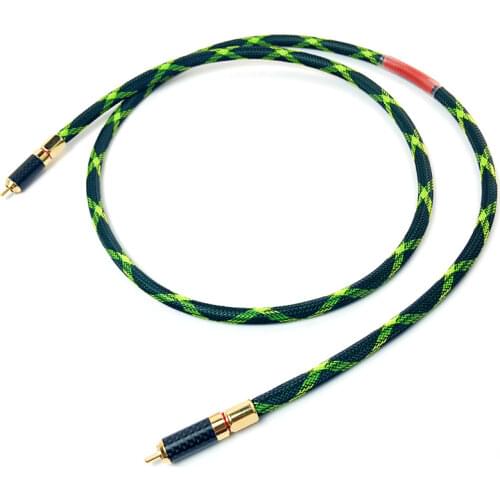 Audiophile 4 Core Silver Plated Audio Digital Coaxial Line Carbon Fiber RCA Plug 75 Ohm Power Amplifier Speaker Subwoofer Cable