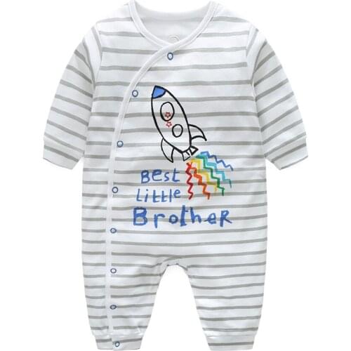 Hooyi Stripe Baby Boys Rompers 100% Cotton Bebe Ropa Long Romper Pajamas Sleepwear Soft Comfortable Baby Clothes Rocket