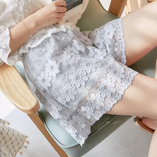 Summer Lace Women Safety Pants Thin Loose Boxer Femme Safety Pants Shorty Under Skirt Bottom Pants 2 Layers Lolita Shorts Women