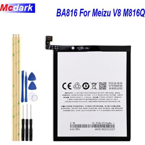 Mcdark 3100mAh BA816 Battery For Meizu V8 M816Q Batterie Bateria Accumulator AKKU ACCU PIL Mobile Phone+Tools