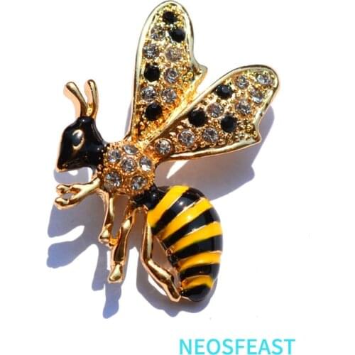 Fashion Jewelry New Multi Color Rhinestone Insect Brooches for Women Elegant Enameled Bee-Pin Ladies Party Gifts Dress Garments