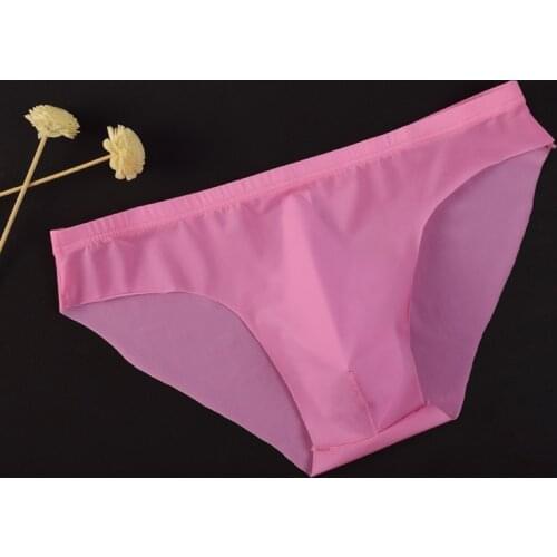 Mens Viscose See-through Underwear Ultra-thin Low-rise Sexy Solid Color Briefs Mens Viscose See-through Underwear