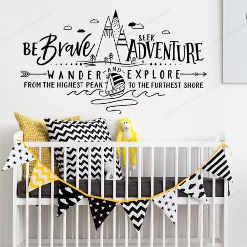 Be Brave Seek Adventure Wander and Explore Wall Decal Mountains Nursery Wanderlust Adventure Kids Room wall sticker vinylHJ577