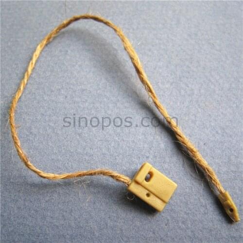 Natural Hemp String Tag Seal, craft jean jewelry vintage price hang tags flax cord snap loop lock jute hempen rope thread twine