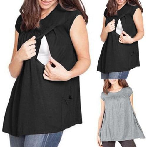 KEAIYOUHUO New Women Maternity Clothes Breastfeeding Clothes 2021 Summer Maternity Nursing Top Short Sleeves Blouse T-Shirt