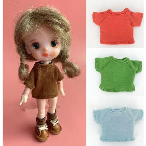 Bjd clothes ob11 pants short-sleeved T-shirt casual top for obitsu11, ob11, 1/8 1/12bjd, GSC, molly doll clothes accessories