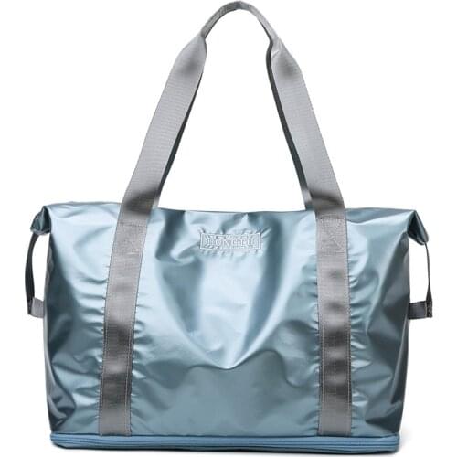 Wholesale Travel Bag Women Fashion Shiny Nylon Big Bag Duffel Bag Yoga Gym Bag Women Sport Bag Dry Wet Separation Luggage Bolso