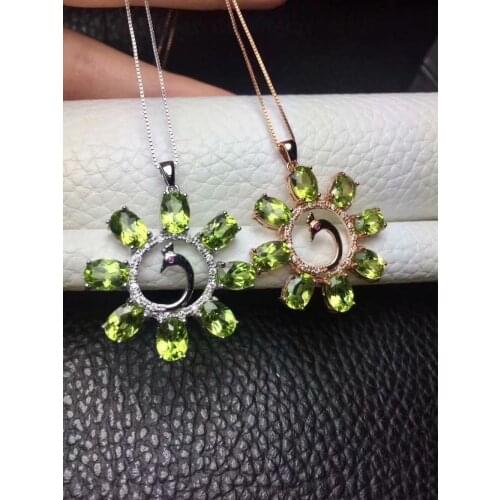Natural olivine pendant Emerald Phoenix Pendant 925 Silver, White, Golden Rose, Gold, Available Birthday gift for dinner