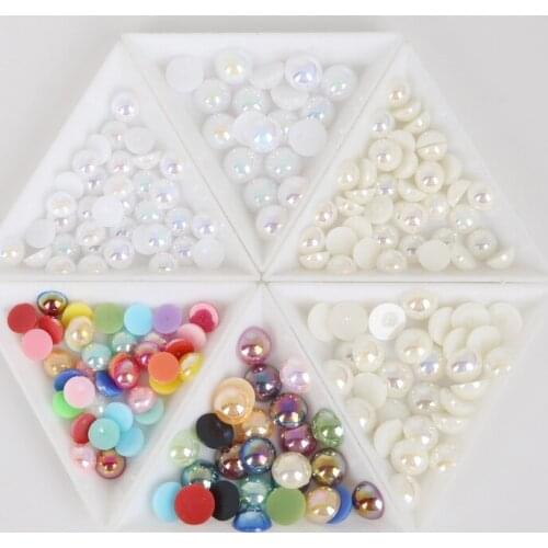 50-1000pcs Multi Sizes AB Colors Half Round Flatback Plastic ABS Imitation Pearl Beads for Sewing Clothes DIY Craft Decoration
