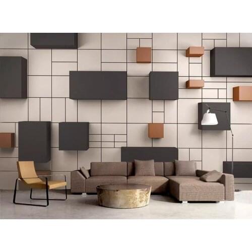 CJSIR Custom Wallpaper 3d Modern New Chinese Cube Brick Wall TV Background Wall Papers Home Decor Papel De Parede Wall Paper