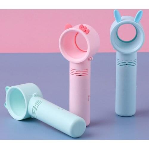 Cute Cartoon Mini USB Charging Handheld Bladeless Fan Air Conditioning Cooling Fans for Indoor Outdoor