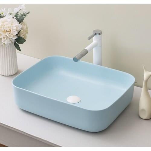 Rectangle China Artistic blue Glazed Porcelain Art Bathroom Sink Lavabo Washbasin Sink counter top ceramic wash basin