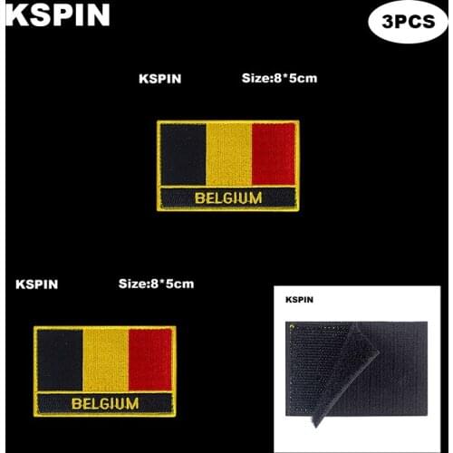 Rectangle National Flag Patch Hook Loop Belgium Badges Armband 3D Stick on Jacket Backpack Stickers