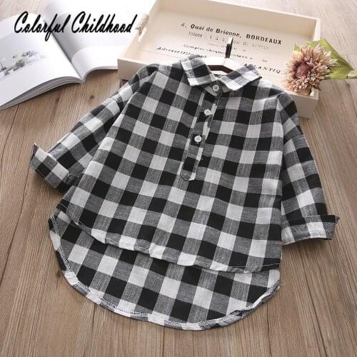 Fashion Baby Kids Boys Girls Long Sleeve Shirt Plaids Checks Tops Blouse Clothes Outfit 2-7yrs