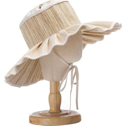 2020107-hh5177 summer manual Straw weaving Pleats sunshade Parent child mother daughter street sun cap women leisure hat