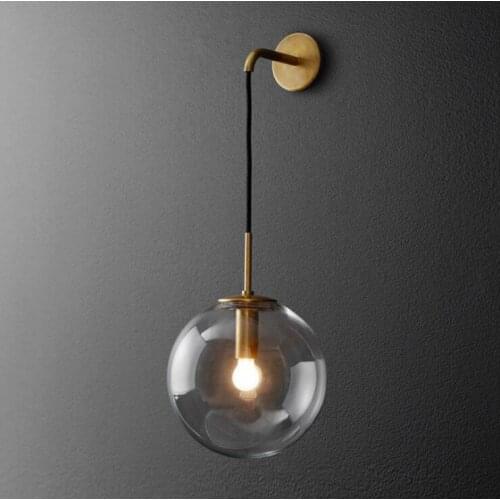 Nordic round glass ball wall lamp bedroom lamp creative personality of modern minimalist hotel corridor bedside wall lamp