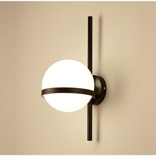 Nordic Modern Wall Lamp Glass Ball Creative Wall Sconce Round moon Bedside Lamp Living Room Corridor Wrought Luminaire Lighting