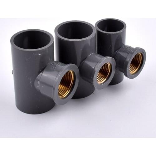 1/2~1 Inch To 20~32mm Copper Female Thread PVC Tee 3 Ways Connector Fittings Irrigation System Water Supply Aquarium joints