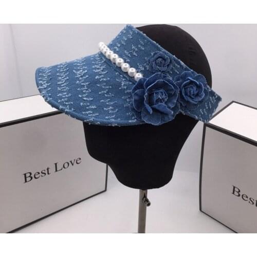 The spring and summer wind cowboy pearl flower empty visors without top sunhat sunscreen