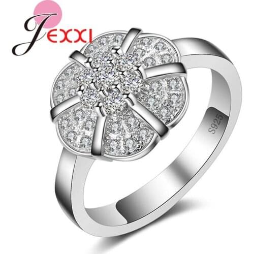 Vintage Flower 925 Sterling Silver Rings For Women Anniversary Gift Clear Cubic Zirconia Wedding Engagement Ring Jewelry