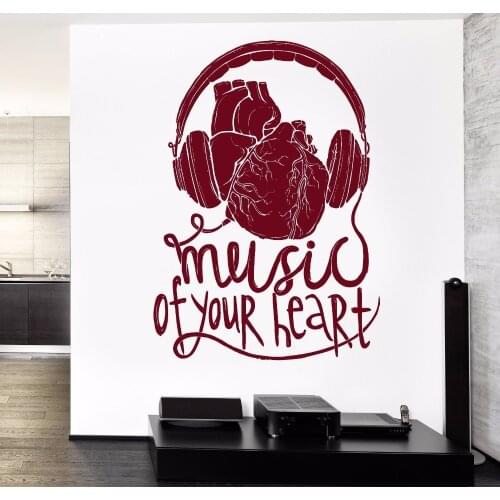 YOYOYU Wall Decal Vinyl Art Removeable Mural Room Decoration Music Headphones Listen To Your Heart Guaranteed Quality DecalYO339