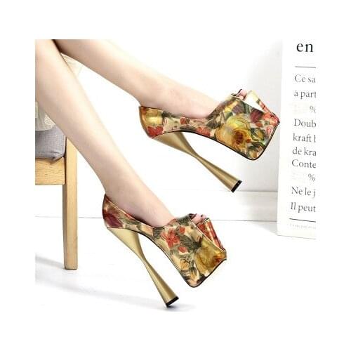 2020 spring womens high heels 19 cm open toe wedding shoes thick soles simple shallow mouth office ladies high heels plus size