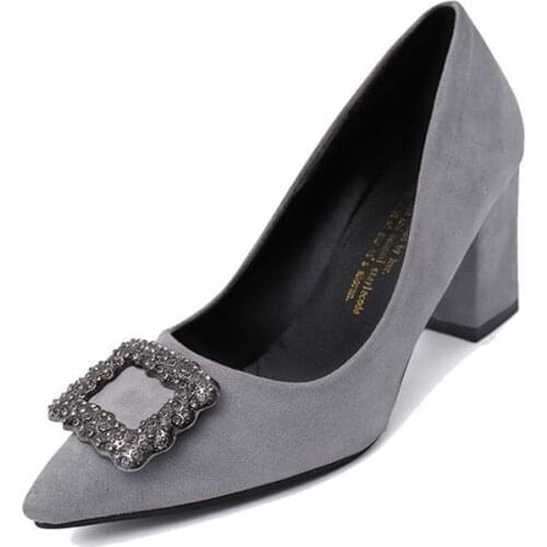 New Style Women Comfortable Sexy Pumps Hight Quality Fashion Pointed Toe Shoes Spring Autumn Outside Casual Square Heel Shoes